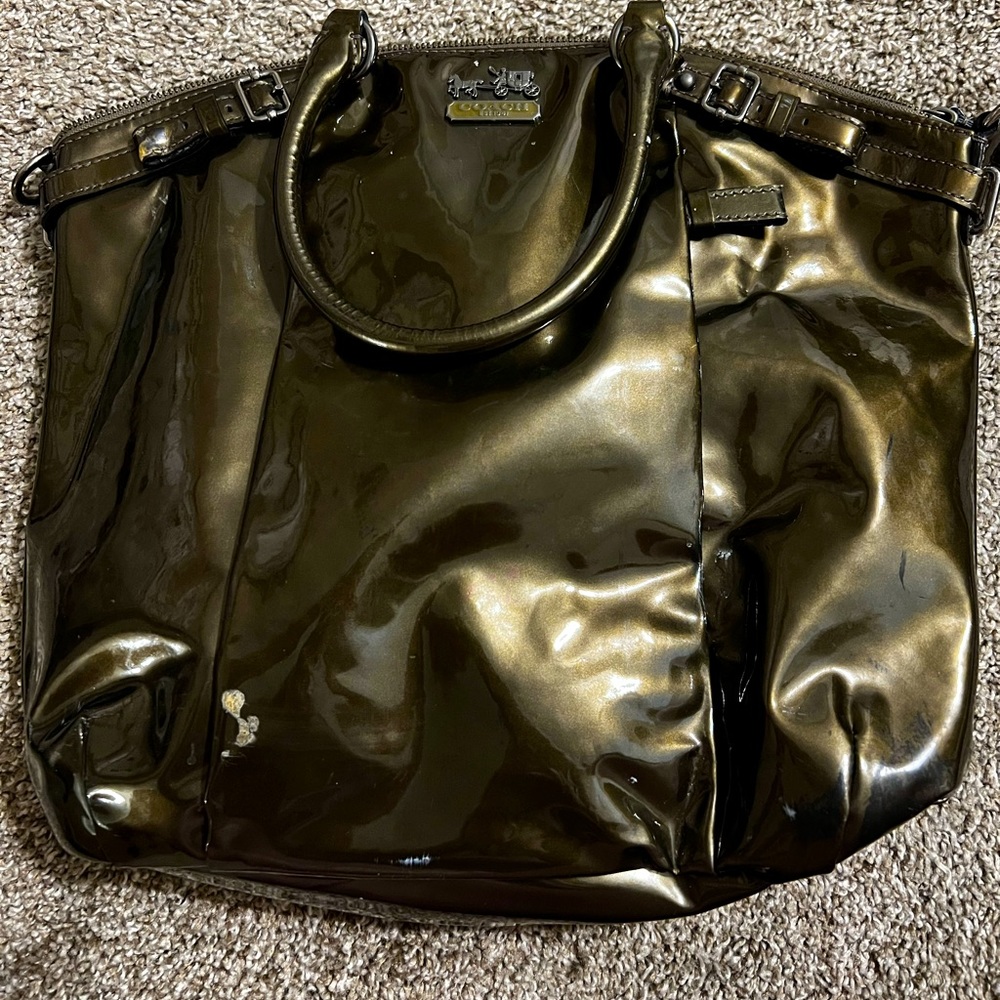 Coach olive green Madison tote purse